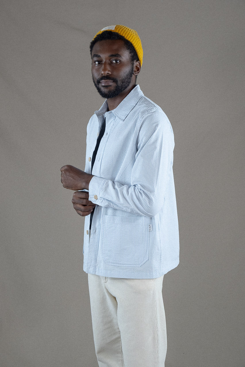LIGHT BLUE STRIPES WORKER JACKET – SAM NEWMAN CLOTHING