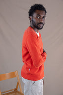 ORANGE LAMBSWOOL V-NECK JUMPER