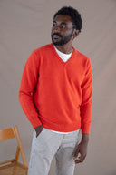 ORANGE LAMBSWOOL V-NECK JUMPER