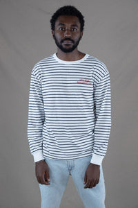 T-SHIRT MANCHES LONGUES RAYURES MARINE/BLANC
