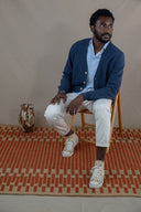 NAVY CARDIGAN WAFFLE
