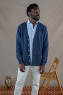 NAVY CARDIGAN WAFFLE