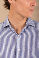 NAVY STRIPES SPORT SHIRT