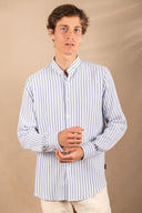 BLUE STRIPES MAO SHIRT