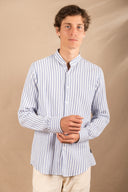 BLUE STRIPES MAO SHIRT