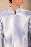 BLUE STRIPES MAO SHIRT
