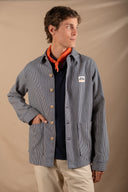 NAVY STRIPES PATCH WORKER JACKET