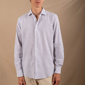 NAVY BIG STRIPES SPORT SHIRT
