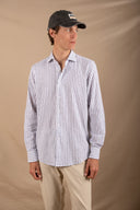 NAVY BIG STRIPES SPORTS SHIRT
