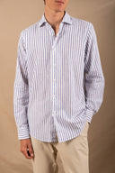 NAVY BIG STRIPES SPORTS SHIRT