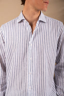 NAVY BIG STRIPES SPORTS SHIRT