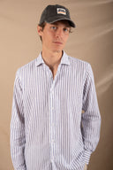 NAVY BIG STRIPES SPORTS SHIRT