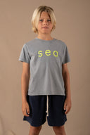 LIGHT GREY YELLOW SEA KIDS T-SHIRT