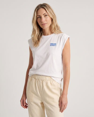 WHITE ROYAL BONJOUR MADEMOISELLE SOLEIL T-SHIRT