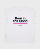 WHITE PINK BORN IN THE SOUTH SOLEIL T-SHIRT