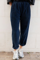 NAVY CORDUROY FEM JOGGER LONG